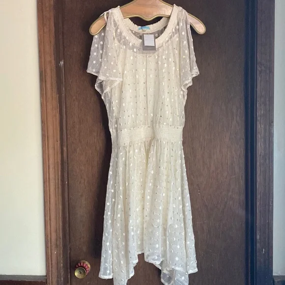 Anthropologie | Dresses | Nwt Anthropologie Leifnotes White Dress With White  And Gold Polka Dots | Poshmark